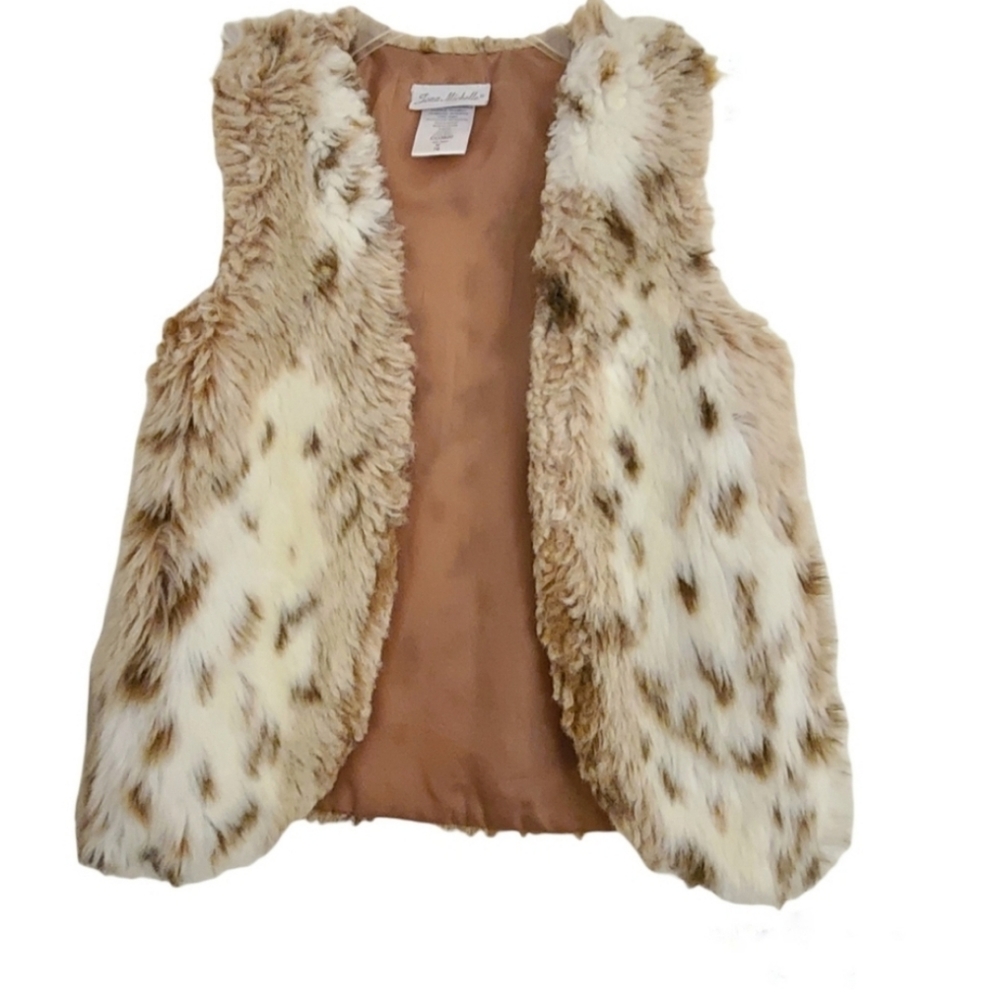 Girls Faux Vegan Fur Leopard Print Vest JONA Michelle Size 7-8